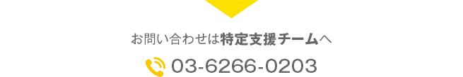 お問い合わせは特定支援チームへ 03-6266-0203