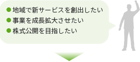 ・地域で新サービスを創出したい・事業を成長拡大させたい・株式公開を目指したい